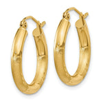 Load image into Gallery viewer, 14K Yellow Gold Satin &amp; Diamond-cut 3mm Round Hoop Earrings 20mm length
