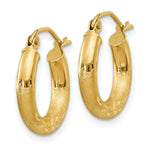 Load image into Gallery viewer, 14K Yellow Gold Satin &amp; Diamond-cut 3mm Round Hoop Earrings 16mm length
