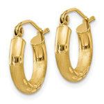Load image into Gallery viewer, 14K Yellow Gold Satin &amp; Diamond-cut 3mm Round Hoop Earrings 14mm length
