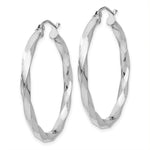 Load image into Gallery viewer, 14K White Gold 3mm Twisted Hoop Earrings  26mm length
