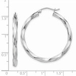 Load image into Gallery viewer, 14K White Gold 3mm Twisted Hoop Earrings  26mm length
