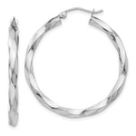Load image into Gallery viewer, 14K White Gold 3mm Twisted Hoop Earrings  26mm length
