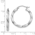 Load image into Gallery viewer, 14K White Gold 3mm Twisted Hoop Earrings  21mm length
