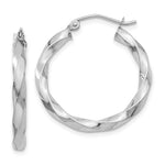 Load image into Gallery viewer, 14K White Gold 3mm Twisted Hoop Earrings  21mm length
