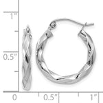Load image into Gallery viewer, 14K White Gold 3mm Twisted Hoop Earrings  16mm length
