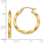 Load image into Gallery viewer, 14K Yellow Gold Polished 3mm Twisted Hoop Earrings 21mm length
