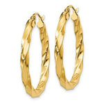 Load image into Gallery viewer, 14K Yellow Gold Polished 3mm Twisted Hoop Earrings 25mm length
