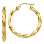 Load image into Gallery viewer, 14K Yellow Gold Polished 3mm Twisted Hoop Earrings 25mm length

