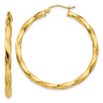 Load image into Gallery viewer, 14K Yellow Gold Polished 3mm Twisted Hoop Earrings 32mm length
