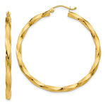 Load image into Gallery viewer, 14K Yellow Gold Polished 3mm Twisted Hoop Earrings 38mm length
