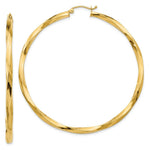 Load image into Gallery viewer, 14K Yellow Gold Polished 3mm Twisted Hoop Earrings 16mm length
