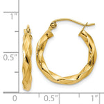 Load image into Gallery viewer, 14K Yellow Gold Polished 3mm Twisted Hoop Earrings 16mm length
