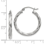 Load image into Gallery viewer, 14K White Gold Polished 3.25mm Twisted Hoop Earrings  20mm length
