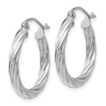 Load image into Gallery viewer, 14K White Gold Polished 3.25mm Twisted Hoop Earrings  15mm length
