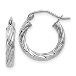 Load image into Gallery viewer, 14K White Gold Polished 3.25mm Twisted Hoop Earrings  10mm length
