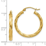 Load image into Gallery viewer, 14K Yellow Gold Polished 3.25mm Twisted Hoop Earrings  20mm length
