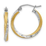 Load image into Gallery viewer, 14K Yellow Gold &amp; Rhodium Diamond-cut 2.5mm Twisted Hoop Earrings 20mm length
