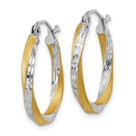Load image into Gallery viewer, 14K Yellow Gold &amp; Rhodium Diamond-cut 2.5mm Twisted Hoop Earrings 20mm length
