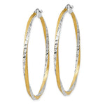 Load image into Gallery viewer, 14K Yellow Gold &amp; Rhodium Diamond-cut 2.5mm Twisted Hoop Earrings 50mm length
