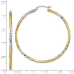 Load image into Gallery viewer, 14K Yellow Gold &amp; Rhodium Diamond-cut 2.5mm Twisted Hoop Earrings 50mm length
