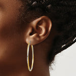 Load image into Gallery viewer, 14K Yellow Gold &amp; Rhodium Diamond-cut 2.5mm Twisted Hoop Earrings 45mm length
