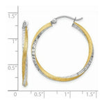 Load image into Gallery viewer, 14K Yellow Gold &amp; Rhodium Diamond-cut 2.5mm Twisted Hoop Earrings 30mm length
