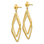 Load image into Gallery viewer, 14K Yellow Gold Polished &amp; Patterned Diamond Shaped Post Earrings
