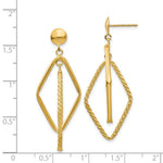 Load image into Gallery viewer, 14K Yellow Gold Polished &amp; Patterned Diamond Shaped Post Earrings
