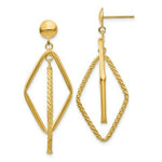 Load image into Gallery viewer, 14K Yellow Gold Polished &amp; Patterned Diamond Shaped Post Earrings
