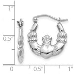 Load image into Gallery viewer, 14K White Gold Claddagh Hoop Earrings  2mm width
