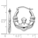 Load image into Gallery viewer, 14K White Gold Claddagh Hoop Earrings  3mm width

