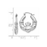 Load image into Gallery viewer, 14K White Gold Claddagh Hoop Earrings  4mm width
