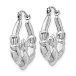 Load image into Gallery viewer, 14K White Gold Claddagh Hoop Earrings  4mm width
