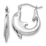 Load image into Gallery viewer, 14K White Gold Polished Dolphin Hoop Earrings  3mm width
