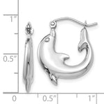 Load image into Gallery viewer, 14K White Gold Polished Dolphin Hoop Earrings  3mm width

