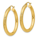 Load image into Gallery viewer, 14K Yellow Gold Diamond-cut 4mm Round Hoop Earrings  35mm length
