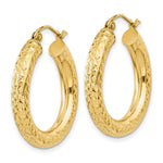 Load image into Gallery viewer, 14K Yellow Gold Diamond-cut 4mm Round Hoop Earrings  25mm length
