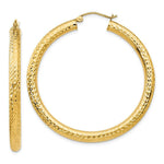 Load image into Gallery viewer, 14K Yellow Gold Diamond-cut 4mm Round Hoop Earrings  45mm length
