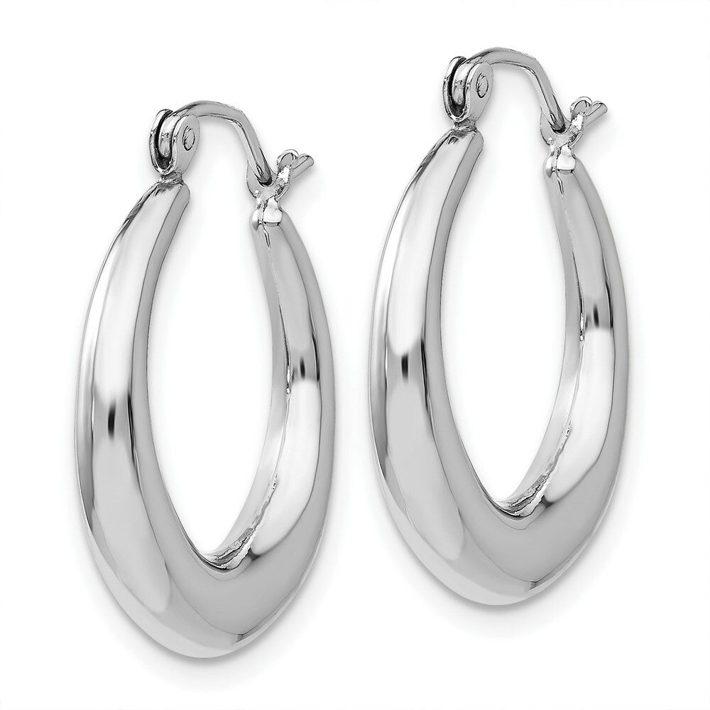 14K White Gold Polished Hoop Earrings  15mm length