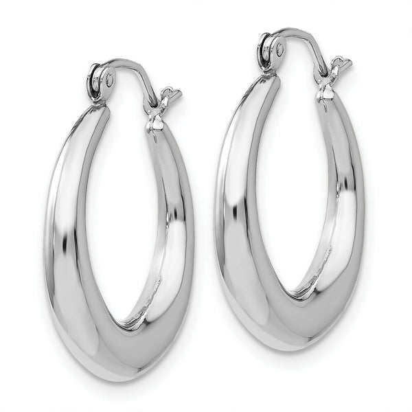 14K White Gold Polished Hoop Earrings  15mm length