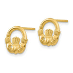 Load image into Gallery viewer, 14K Yellow Gold Claddagh Post Earrings
