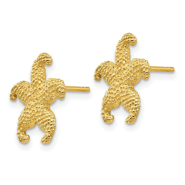 14K Yellow Gold StarFish Post Earrings 15mm length