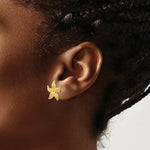 Load image into Gallery viewer, 14K Yellow Gold StarFish Post Earrings 17mm length
