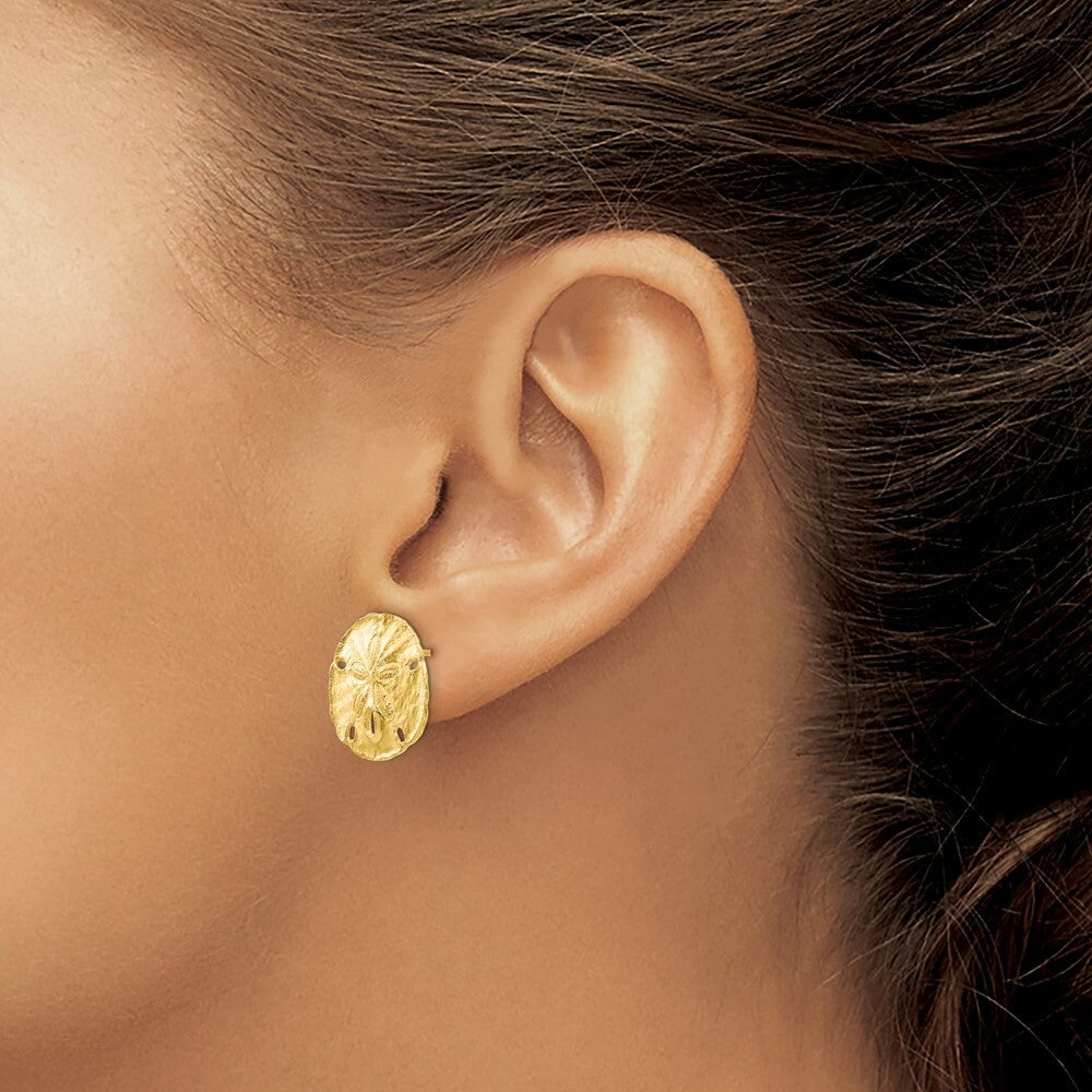 14K Yellow Gold Large Sanddollar Post Earrings