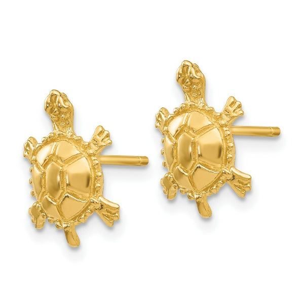 14K Yellow Gold Turtle Post Earrings