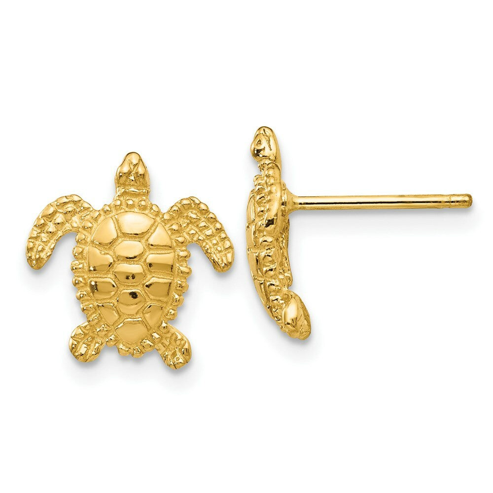 14K Yellow Gold Sea Turtle Post Earring