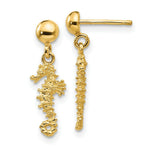 Load image into Gallery viewer, 14K Yellow Gold 3-D Mini Seahorse Dangle Post Earrings
