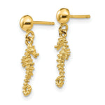 Load image into Gallery viewer, 14K Yellow Gold 3-D Mini Seahorse Dangle Post Earrings
