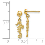 Load image into Gallery viewer, 14K Yellow Gold 3-D Mini Seahorse Dangle Post Earrings
