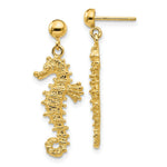 Load image into Gallery viewer, 14K Yellow Gold Large Seahorse Dangle Post Earrings
